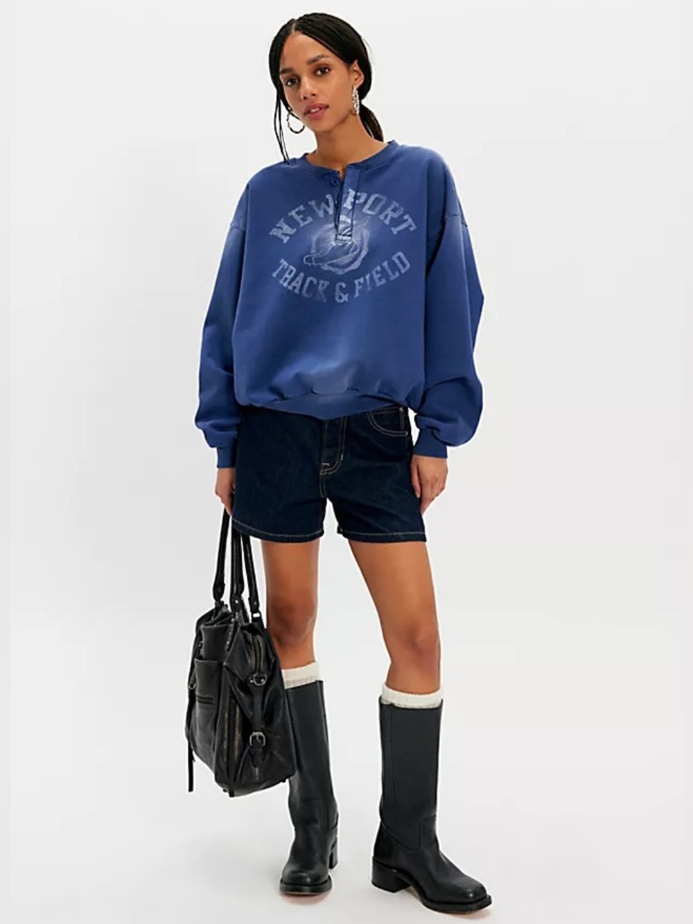 Free People Daydreamer Newport Track & Field Henley Sweatshirt
